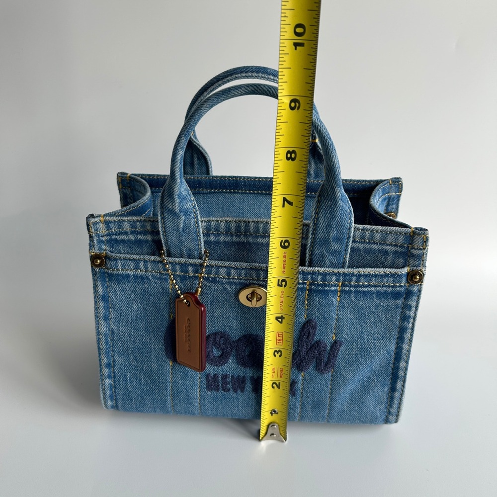 Coach Blue Denim Embroidered Mini Tote with Gold Hardware - Picture 10 of 11